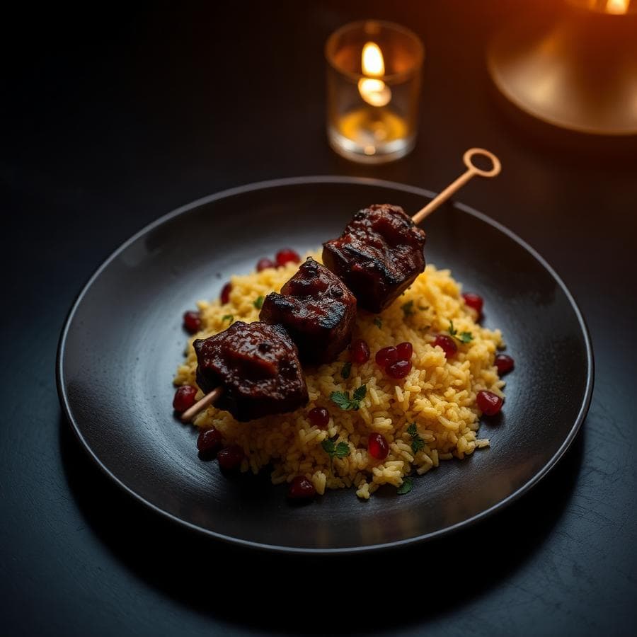 Saffron lamb skewers